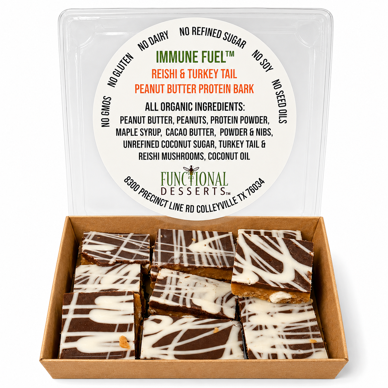 Immune Fuel - Reishi & Turkey Tail Peanut Butter Protein Bark